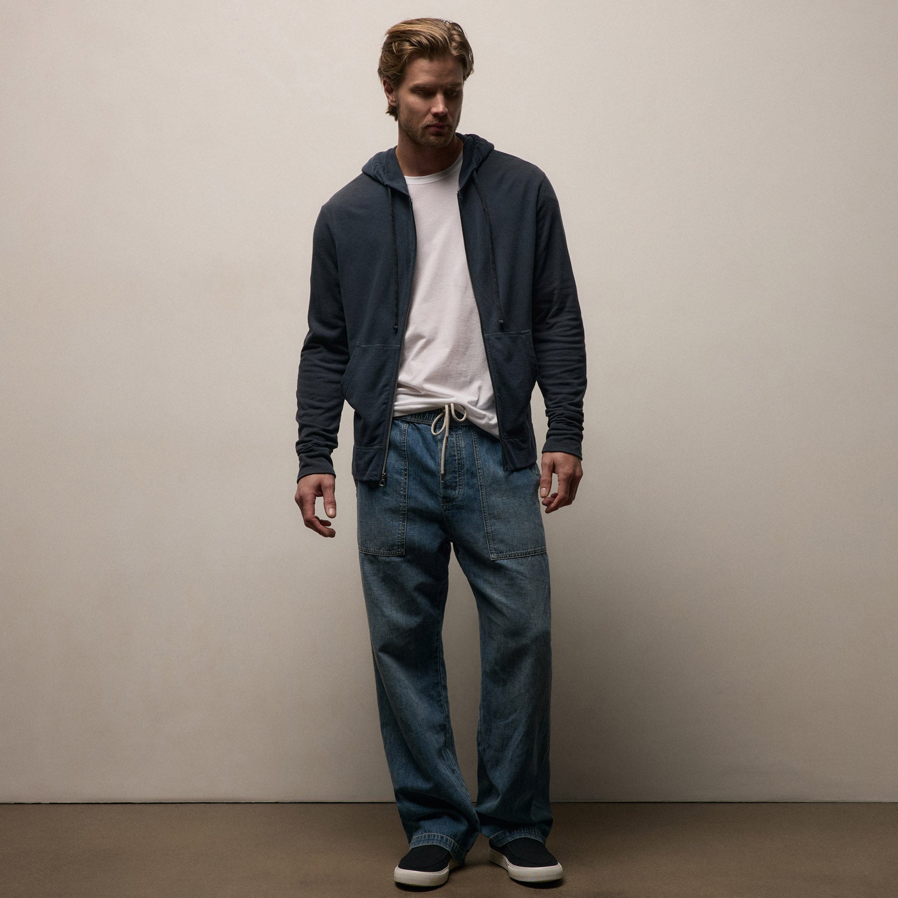 Vintage French Terry Zip Up Hoodie - Deep Pigment | James Perse
