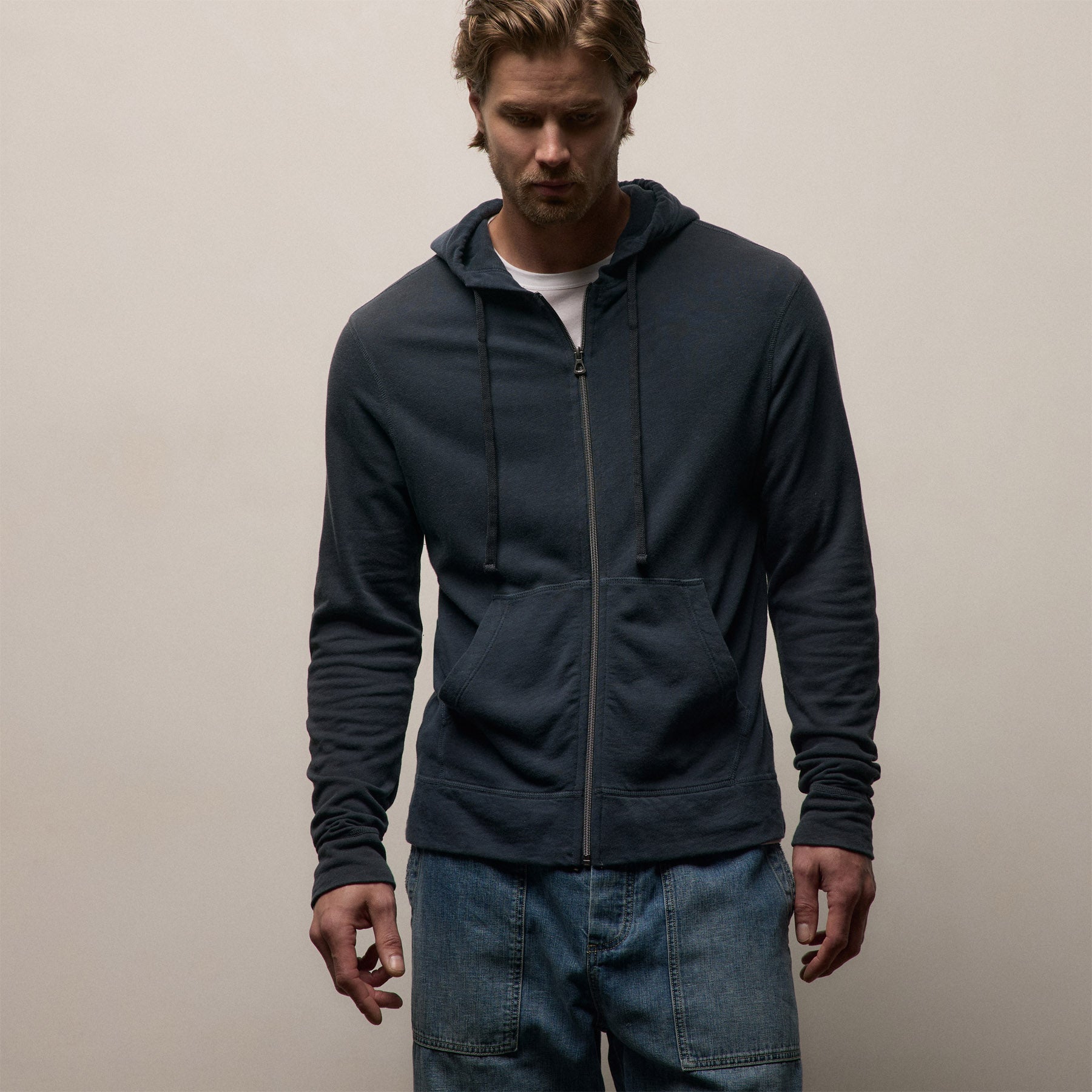 Vintage French Terry Zip Up Hoodie - Deep Pigment | James Perse