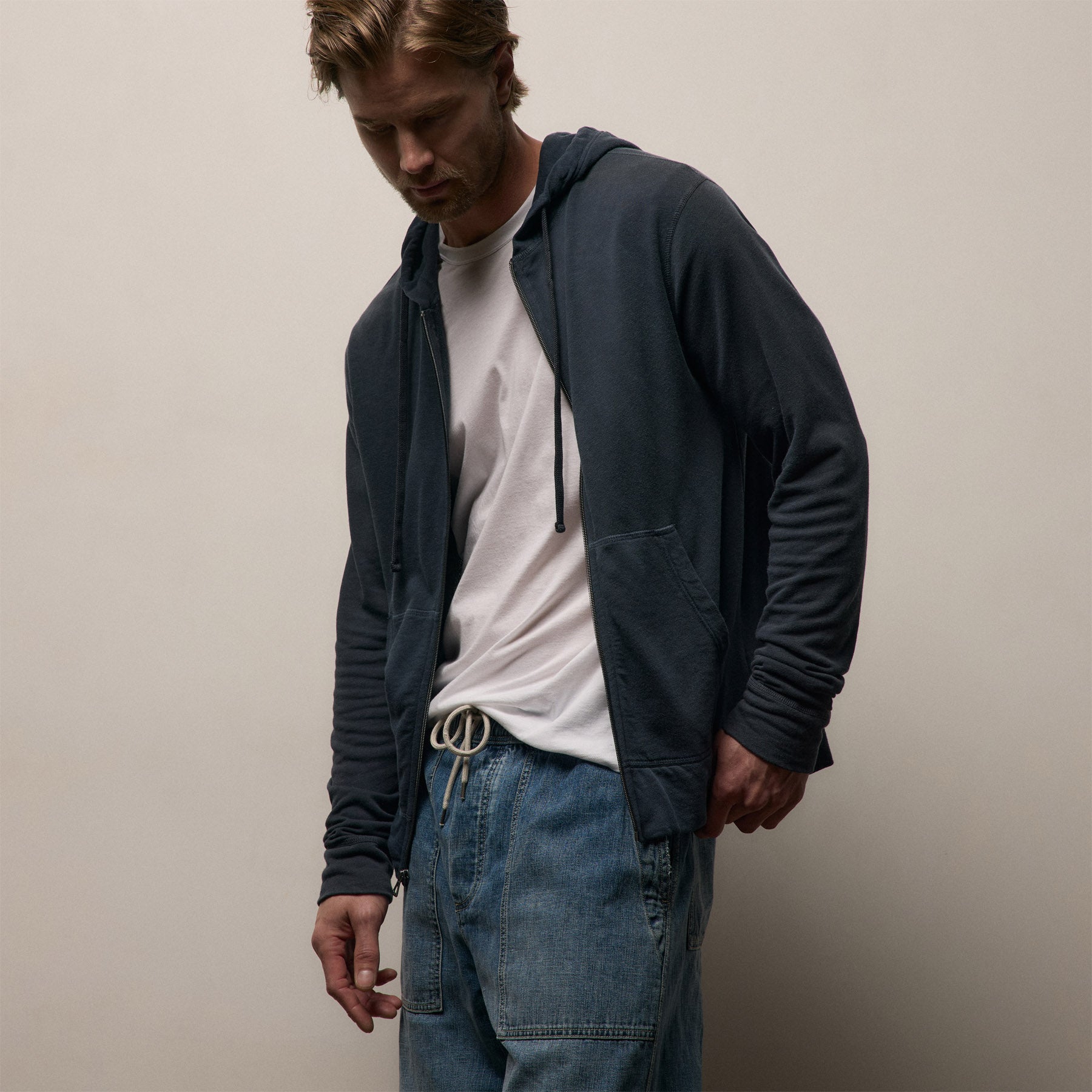 Vintage French Terry Zip Up Hoodie in Deep Pigment | James Perse