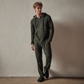 Vintage French Terry Zip Up Hoodie in Dark Olive Pigment | James Perse Los Angeles