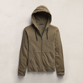 Vintage French Terry Zip Up Hoodie in Light Olive Pigment | James Perse Los Angeles