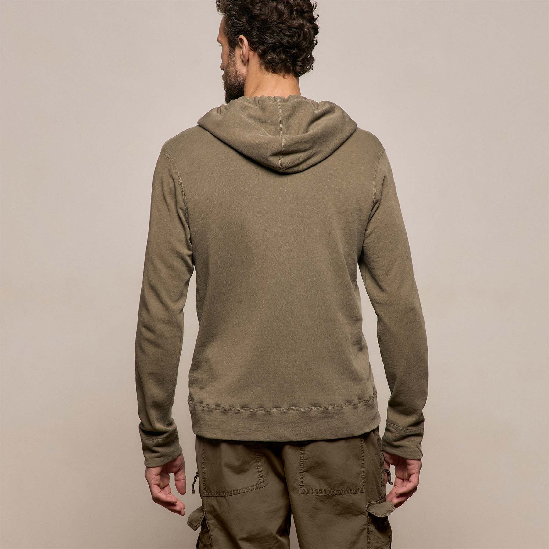 Vintage French Terry Zip Up Hoodie in Light Olive Pigment | James Perse Los Angeles