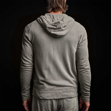 Vintage French Terry Zip Up Hoodie- River Rock Pigment