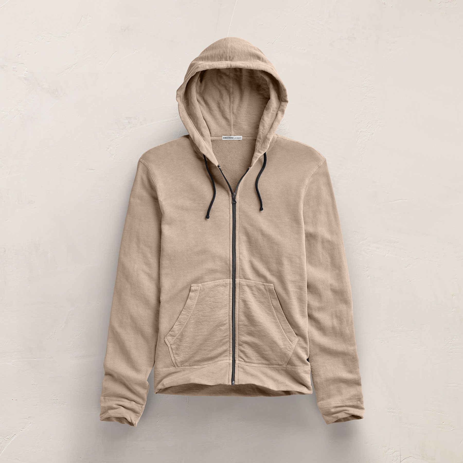 Vintage French Terry Zip Up Hoodie in Stone Pigment | James Perse