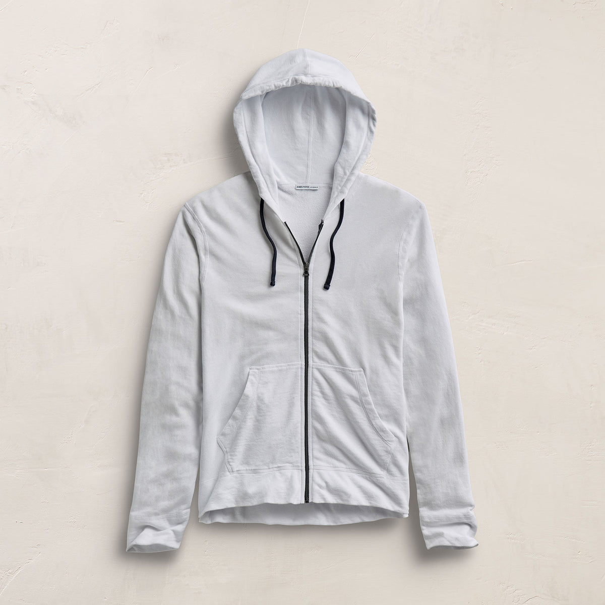 Vintage French Terry Zip Up Hoodie - White