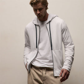Vintage French Zip Up Hoodie in White | James Perse Los Angeles