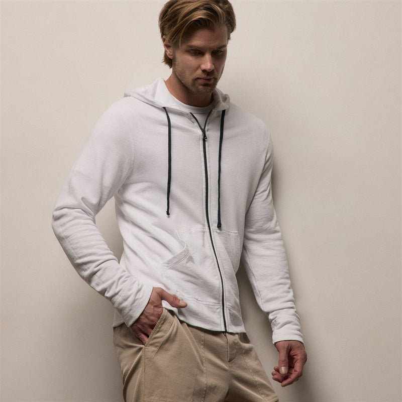 Vintage French Zip Up Hoodie in White | James Perse Los Angeles