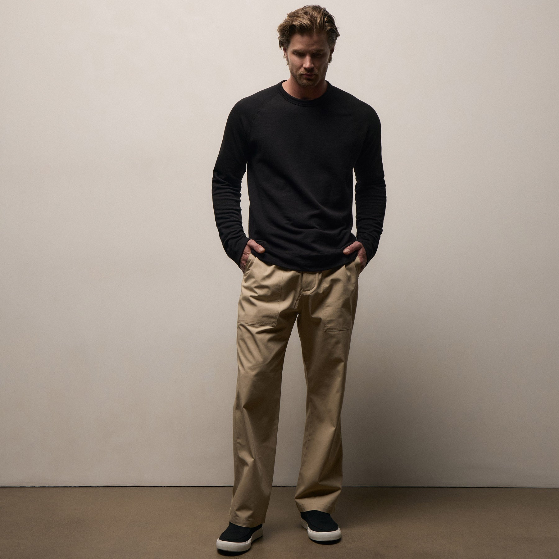 W Vintage Sweat ブラック OVY Vintage French Terry Sweatshirt in Black | James Perse Los Angeles