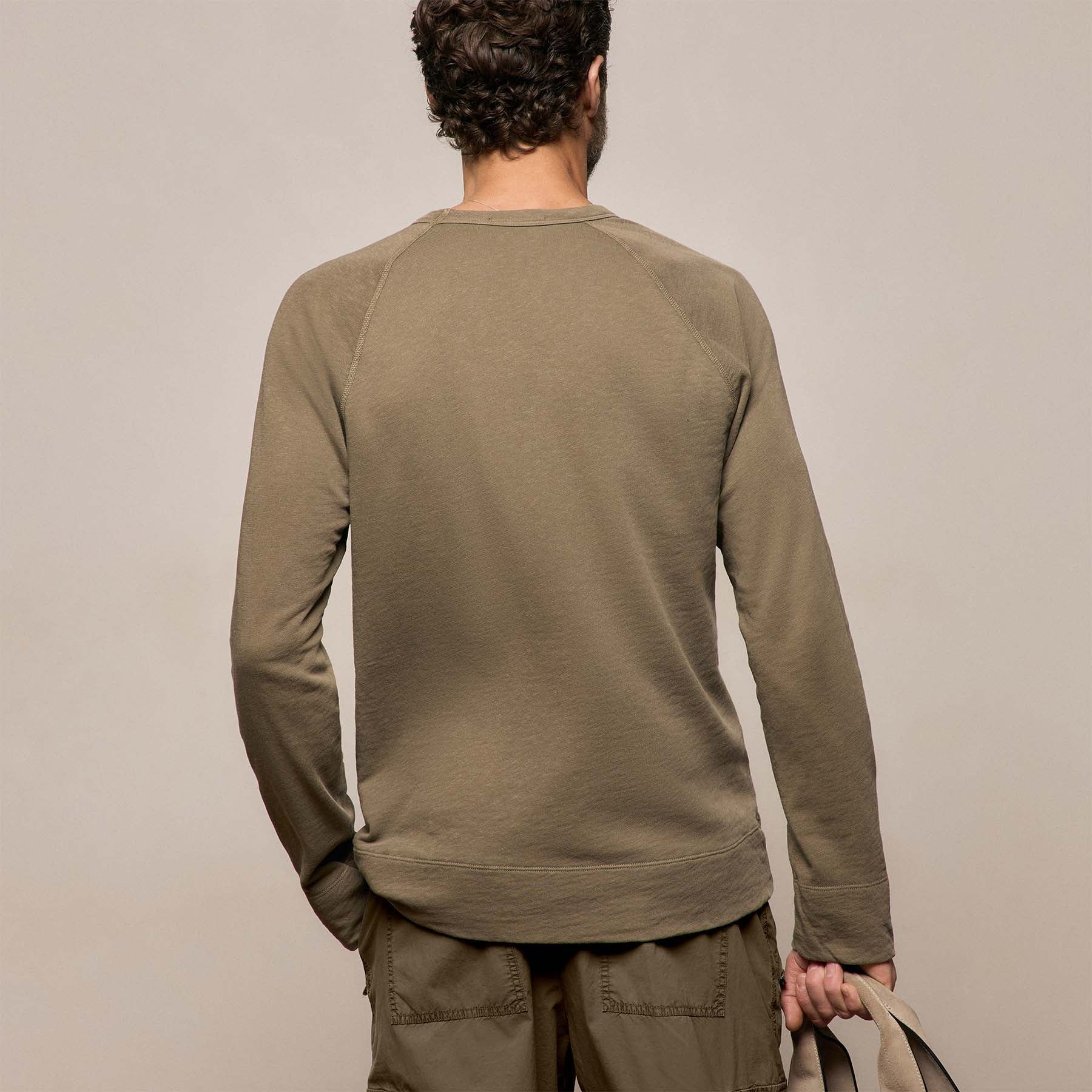 Vintage French Terry Sweatshirt in Light Olive Pigment | James Perse Los Angeles