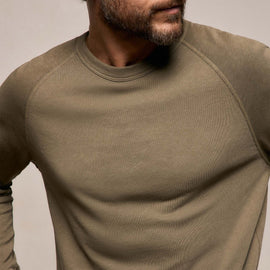 Vintage French Terry Sweatshirt in Light Olive Pigment | James Perse Los Angeles