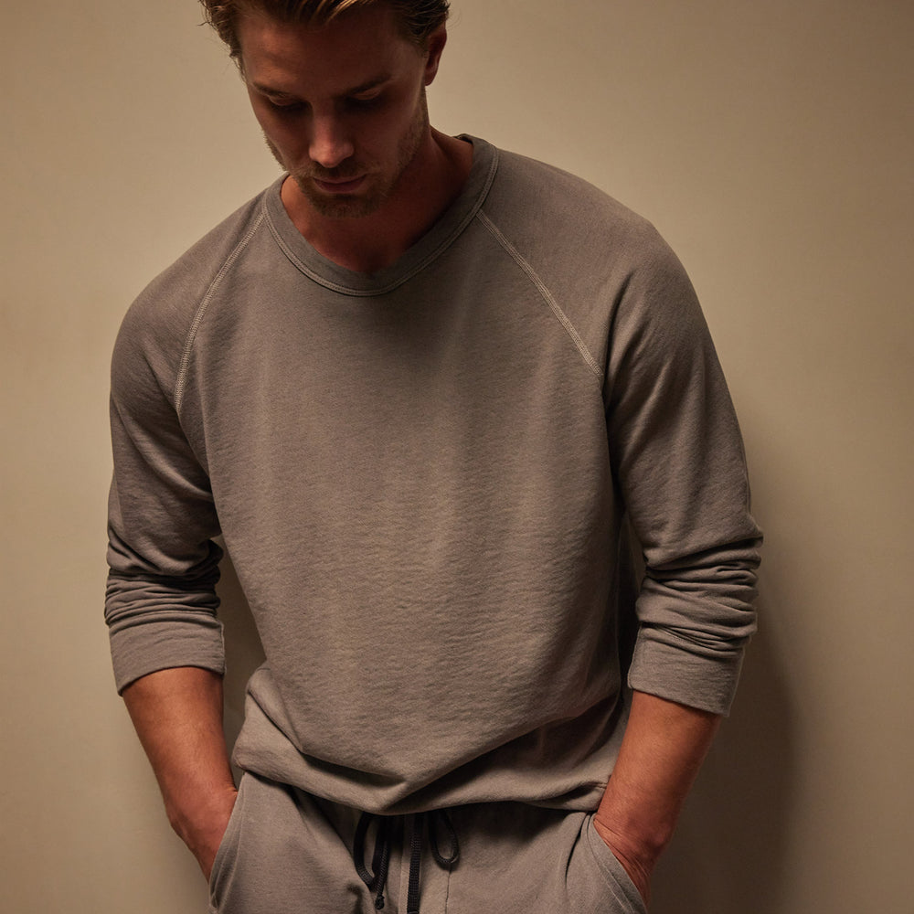 Vintage French Terry Sweatshirt in Silver Grey Pigment | James Perse Los Angeles