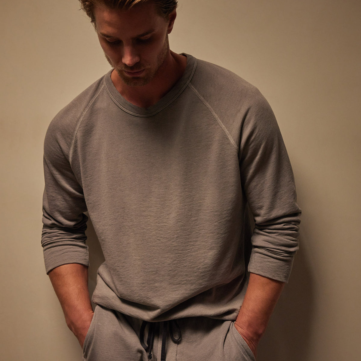 Vintage French Terry Sweatshirt in Silver Grey Pigment | James Perse Los Angeles
