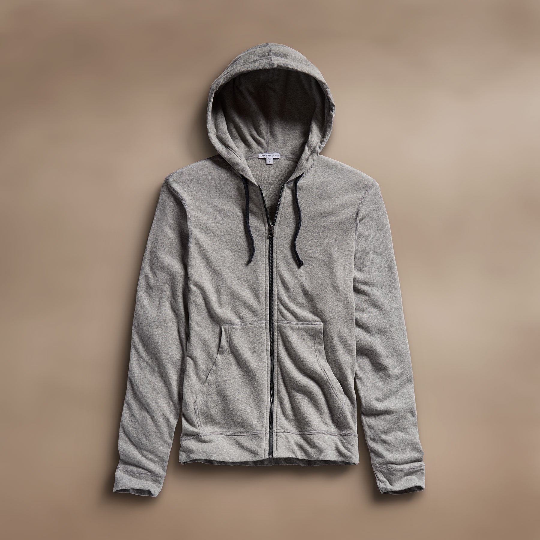 Vintage French Terry Zip Up Hoodie - Heather Grey | James Perse