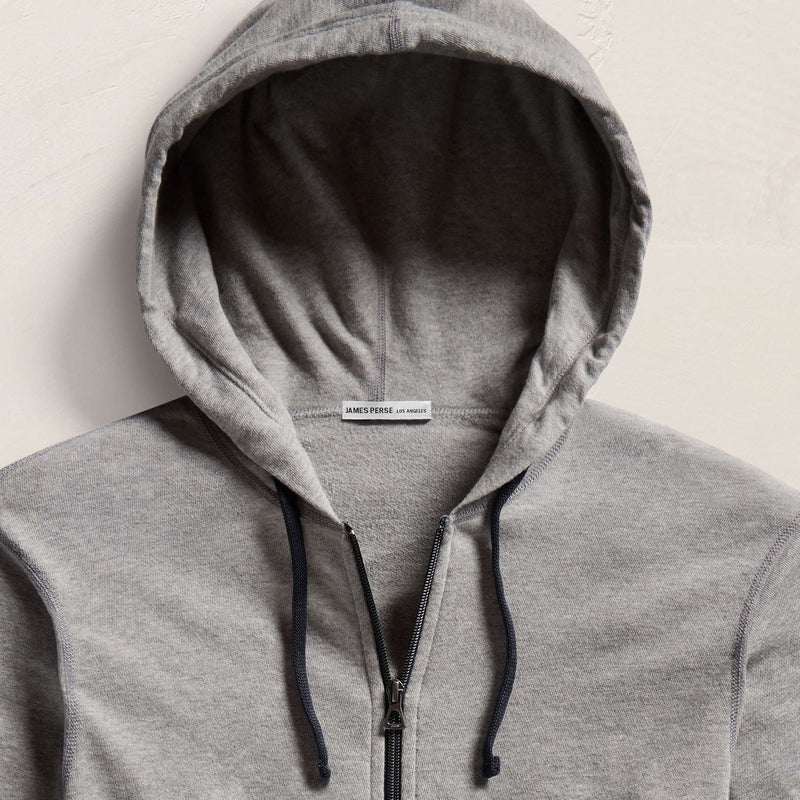 Vintage French Terry Zip Up Hoodie in Heather Grey | James Perse Los Angeles