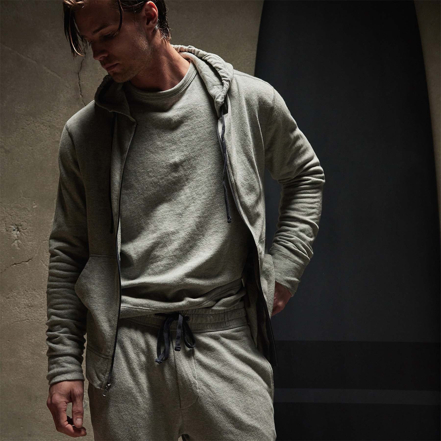 Vintage French Terry Zip Up Hoodie in Heather Grey | James Perse Los Angeles
