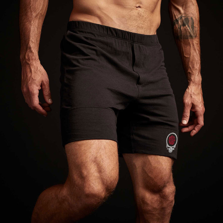 Grateful Dead Rose Boxer Short in Black/ Red | James Perse Los Angeles
