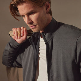 Linen Blend Zip Up in Pipe/Magma | James Perse Los Angeles