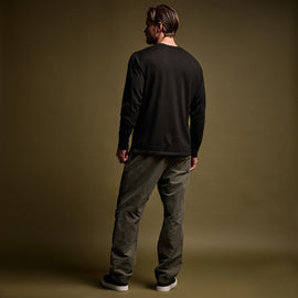 Linen Blend Long Sleeve Contrast Crew in Black/White | James Perse Los Angeles