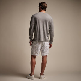 Linen Blend Long Sleeve Contrast Crew in Silver Grey/White | James Perse Los Angeles