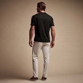 Linen Blend Contrast Polo in Black/White | James Perse Los Angeles