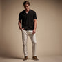 Linen Blend Contrast Polo in Black/White | James Perse Los Angeles