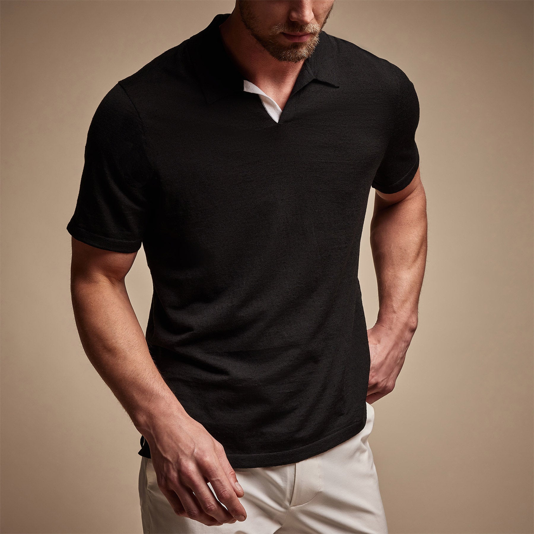 Linen Blend Contrast Polo