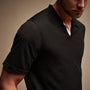Linen Blend Contrast Polo in Black/White | James Perse Los Angeles