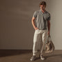 Linen Blend Contrast Polo in Silver Grey/White | James Perse Los Angeles