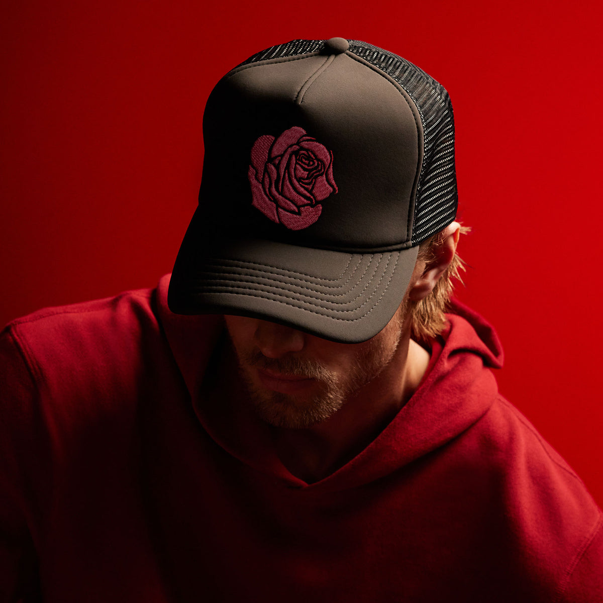 Rare! Iron Fist Skull Rose Jeweled Trucker Hat 5-panel-trucker-cap-black-  main image 3