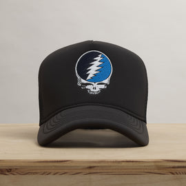 Grateful Dead Multicolor Skull Embroidery Trucker in Carbon Grey | James Perse Los Angeles