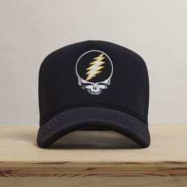 Grateful Dead Skull Embroidery Trucker in Black | James Perse Los Angeles
