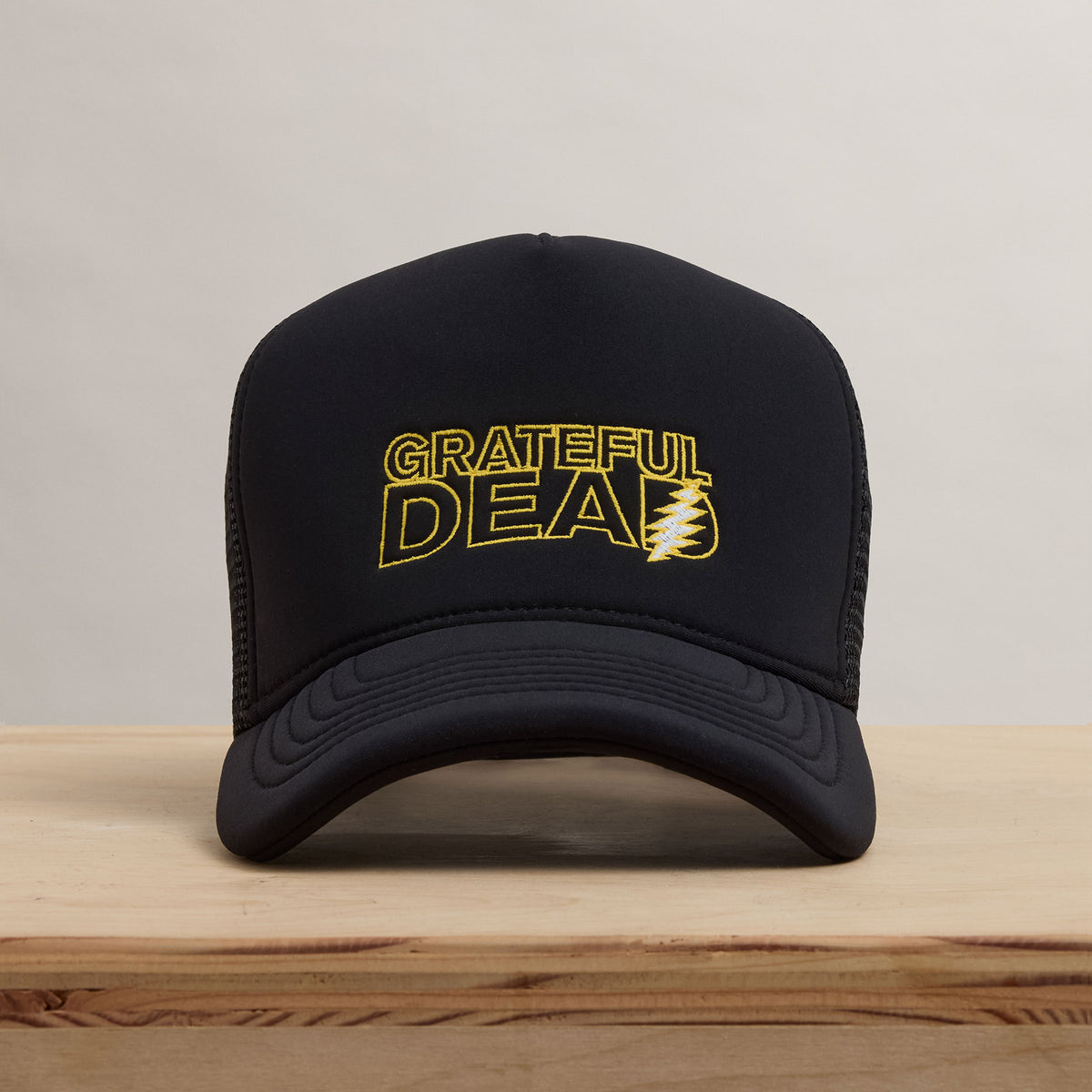 Grateful Dead Lightning Bolt Embroidery Trucker in Black | James Perse Los Angeles