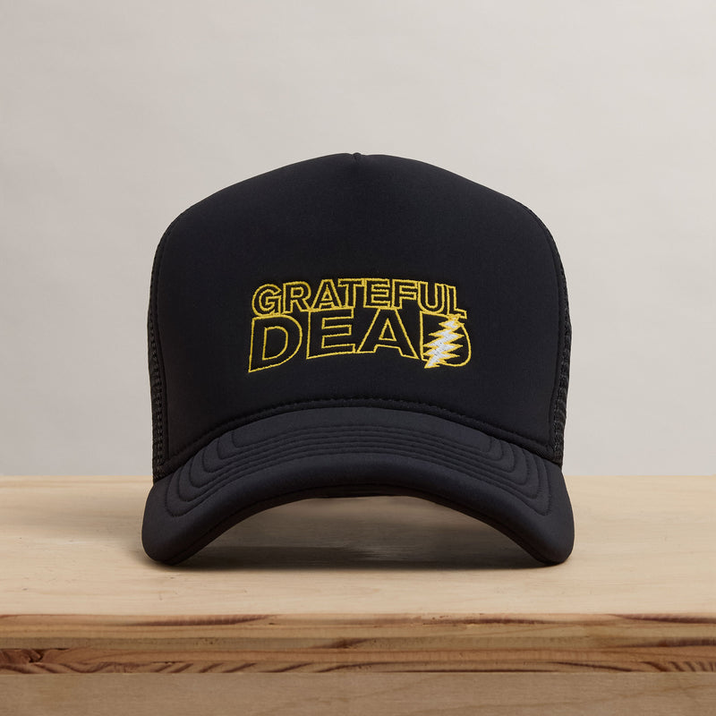 Grateful Dead Lightning Bolt Embroidery Trucker in Black | James Perse Los Angeles