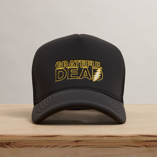 Grateful Dead Lightning Bolt Embroidery Trucker in Carbon Grey | James Perse Los Angeles