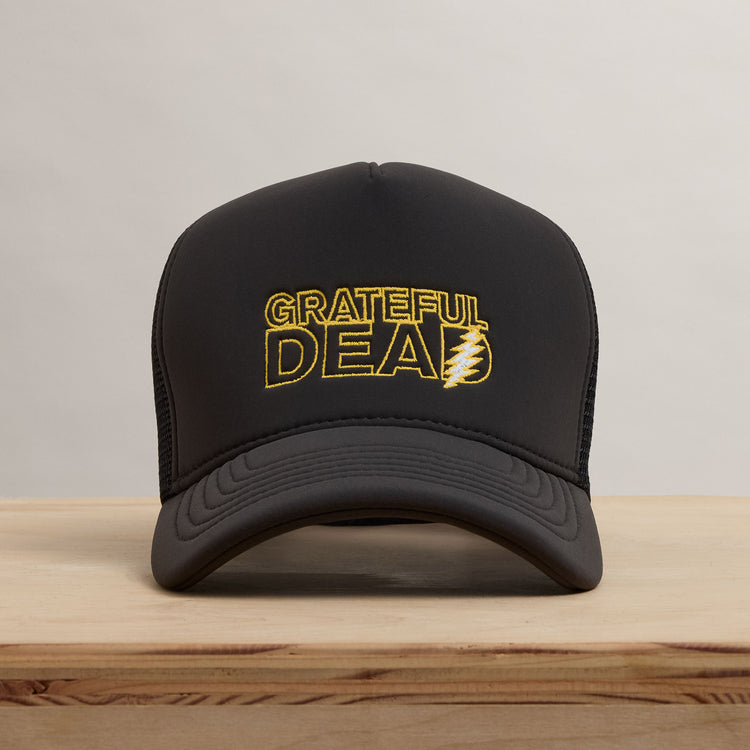 Grateful Dead Lightning Bolt Embroidery Trucker in Carbon Grey | James Perse Los Angeles