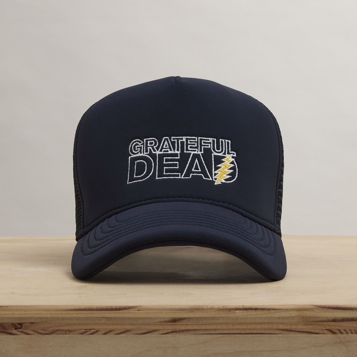 Grateful Dead Lightning Bolt Embroidery Trucker in Navy | James Perse Los Angeles