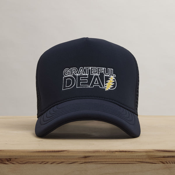 Grateful Dead Lightning Bolt Embroidery Trucker in Navy | James Perse Los Angeles