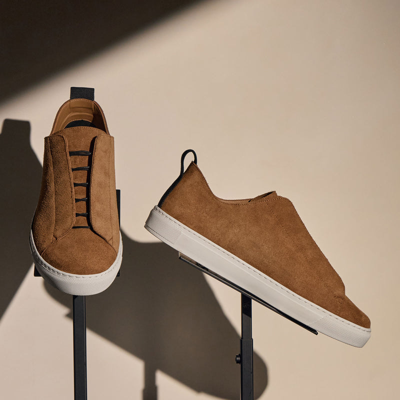 Suede Solstice Sneaker in Chestnut | James Perse Los Angeles