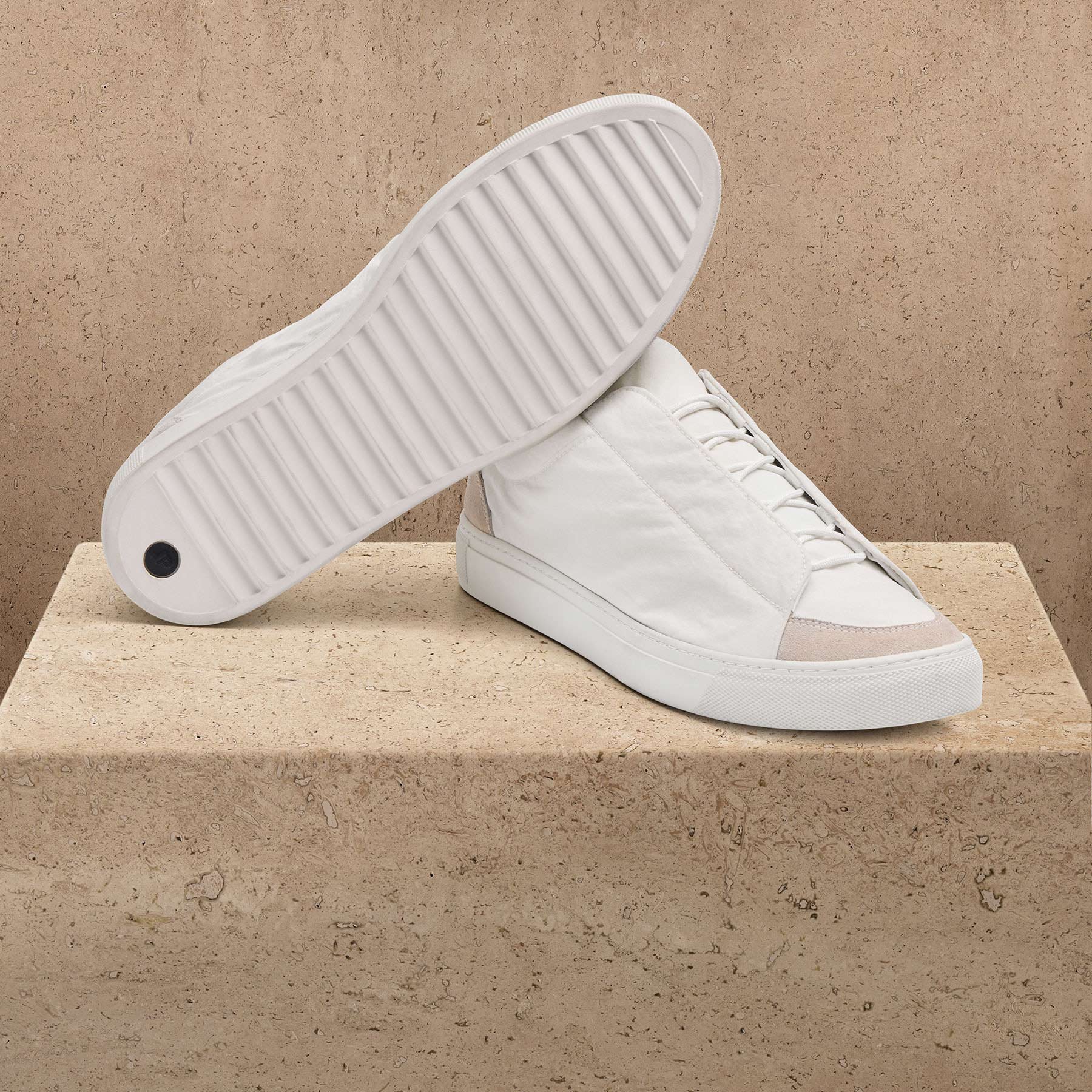 Men's Solstice Skate Low Top Sneaker in White/Taupe | James Perse Los Angeles