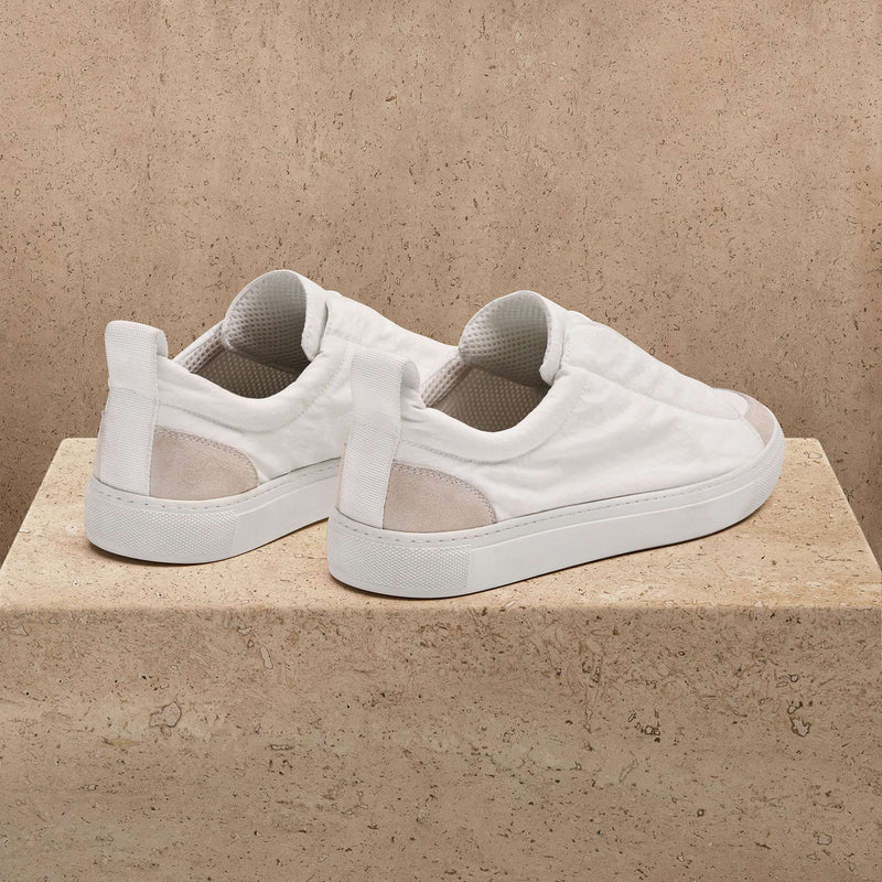 Men's Solstice Skate Low Top Sneaker in White/Taupe | James Perse Los Angeles