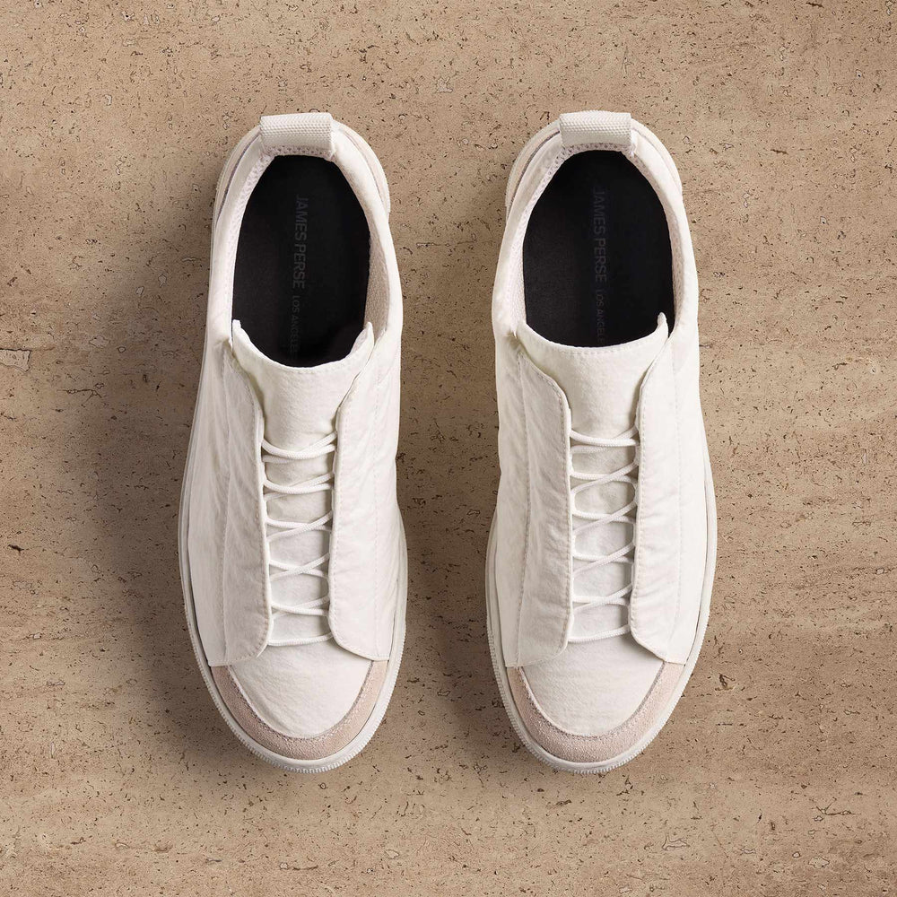 Men's Solstice Skate Low Top Sneaker in White/Taupe | James Perse Los Angeles