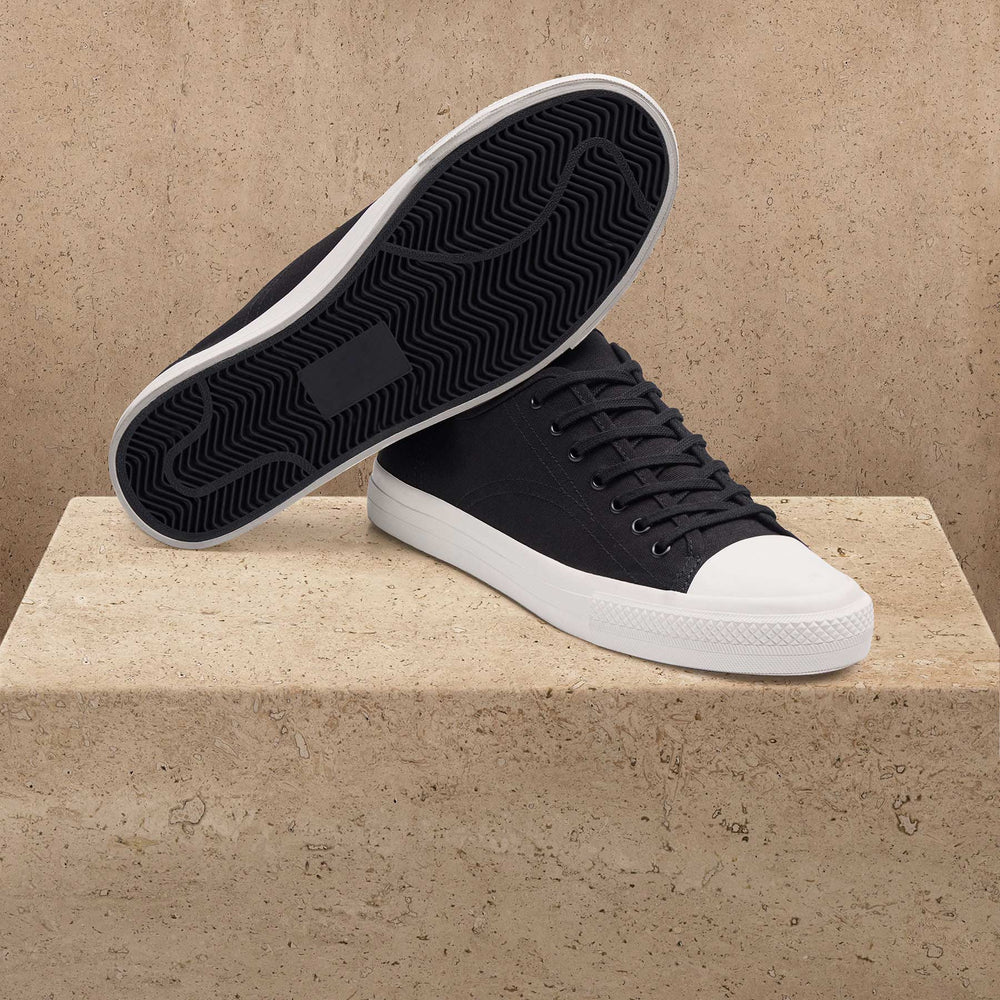 Men's Cotton Canvas Low Top Sneaker in Black | James Perse Los Angeles