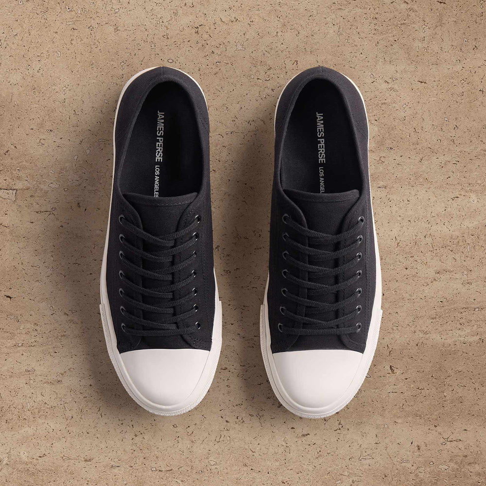 Men's Cotton Canvas Low Top Sneaker in Black | James Perse Los Angeles