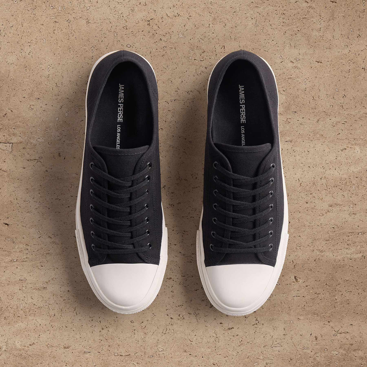 Men's Cotton Canvas Low Top Sneaker in Black | James Perse Los Angeles