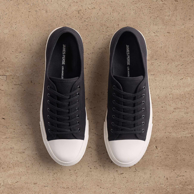 Men's Cotton Canvas Low Top Sneaker in Black | James Perse Los Angeles