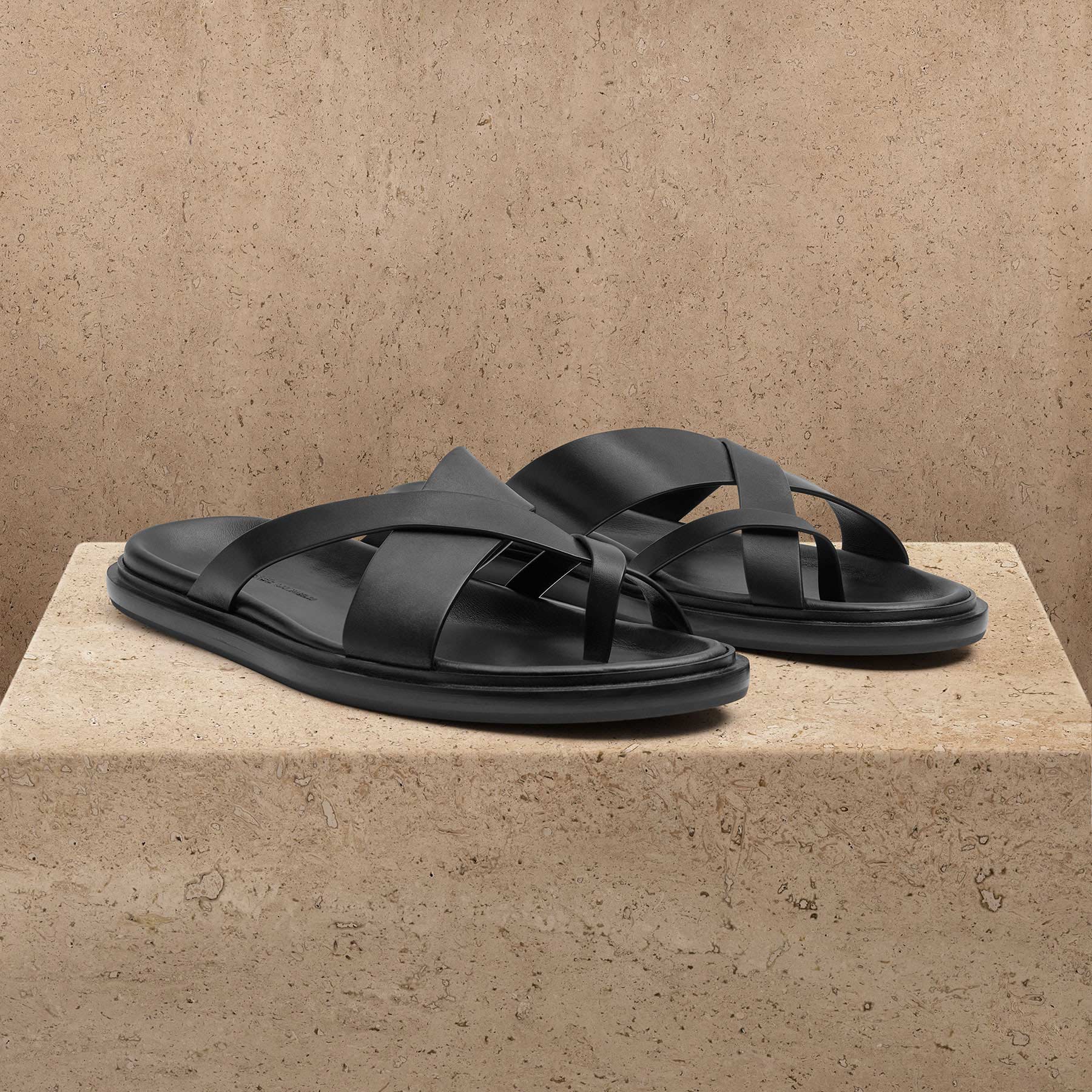Men's Calf Leather Sandal In Black | James Perse Los Angeles