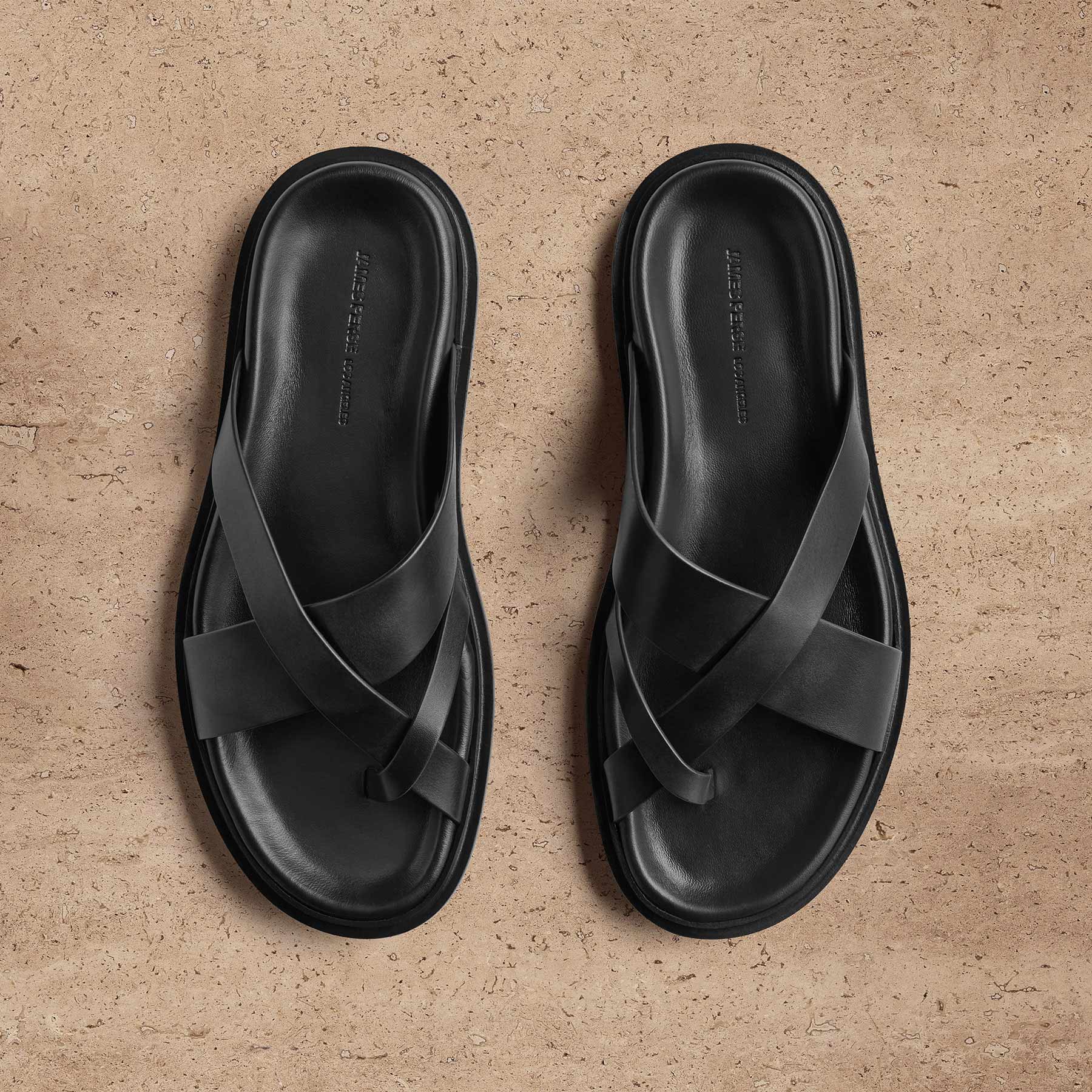 Men's Calf Leather Sandal In Black | James Perse Los Angeles