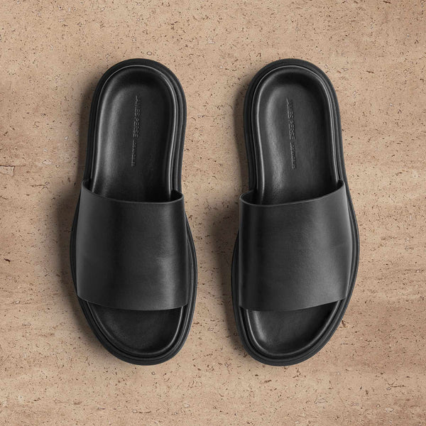 Men's Leather Slide in Black | James Perse Los Angeles
