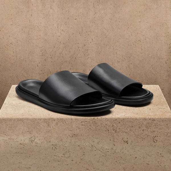 Men's Leather Slide in Black | James Perse Los Angeles