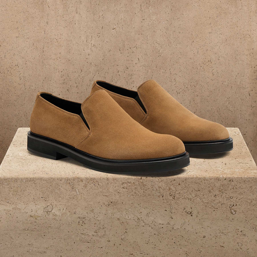 Men's Soft Suede Loafer In Cognac | James Perse Los Angeles